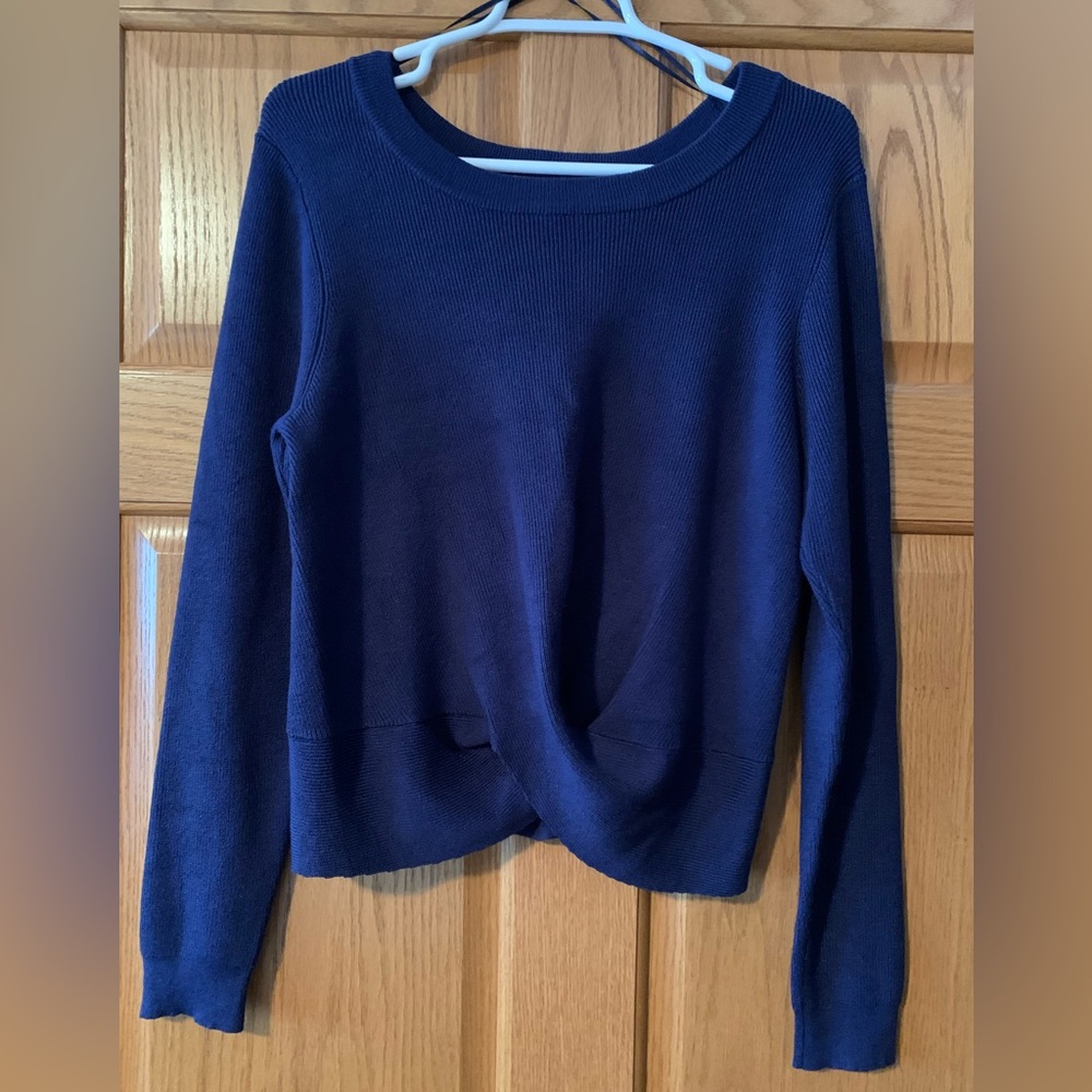 Blue Olive and Vine Twist front pullover sweater
